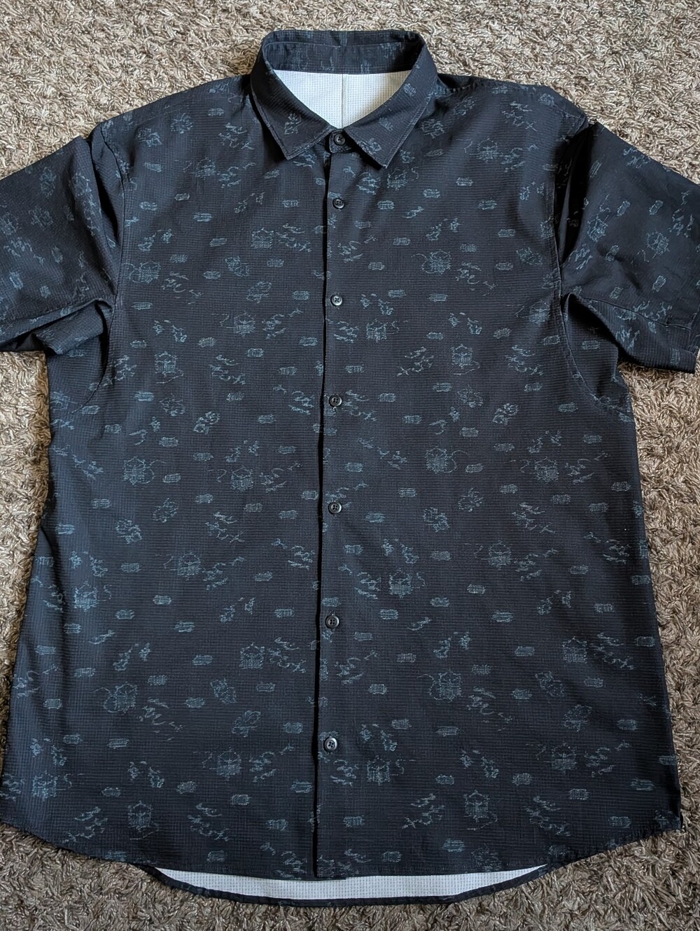 Lululemon Shift Multi AOP Airing Easy Short Sleeve Button Up Men's XL
